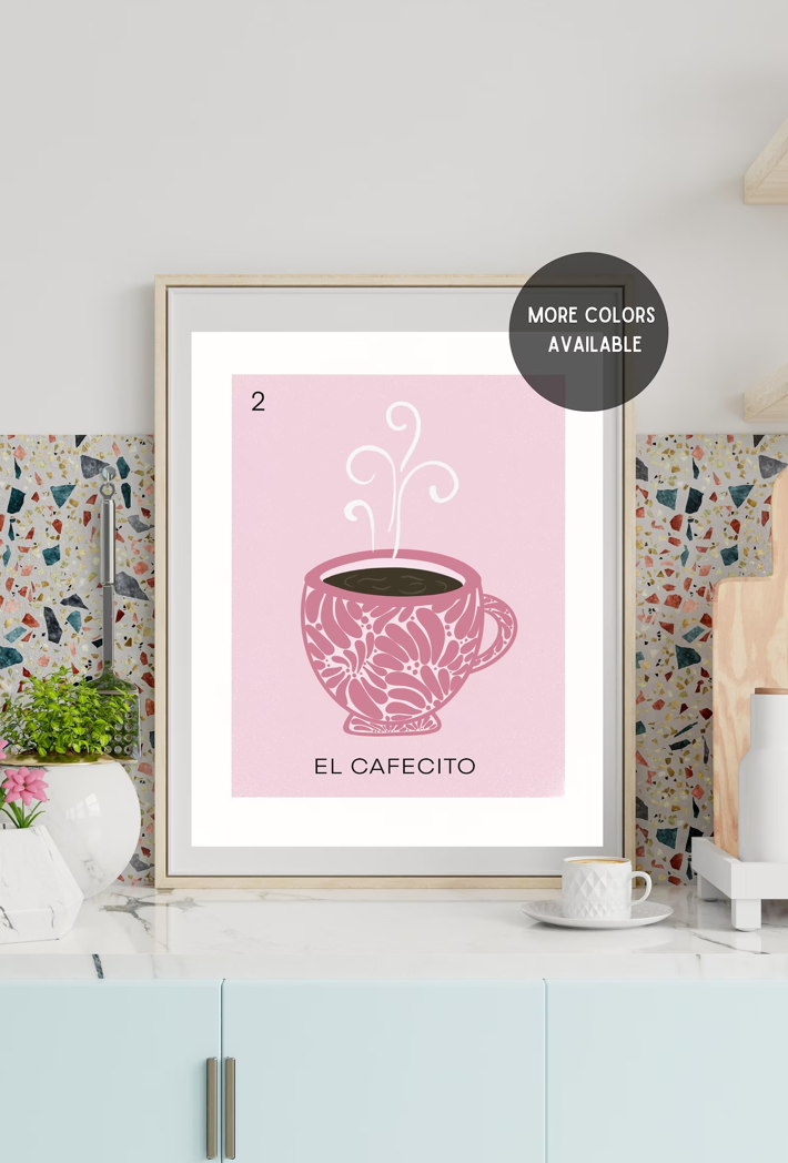 El Cafecito Talavera Loteria Art Print