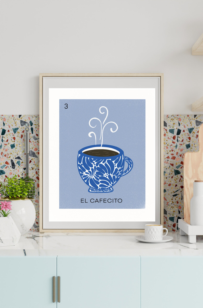 El Cafecito Talavera Loteria Art Print