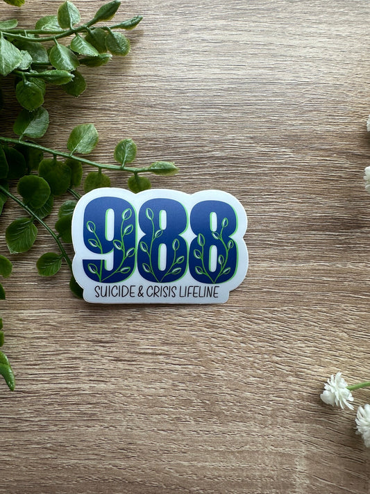 988 Suicide and Crisis Lifeline Vinyl Sticker