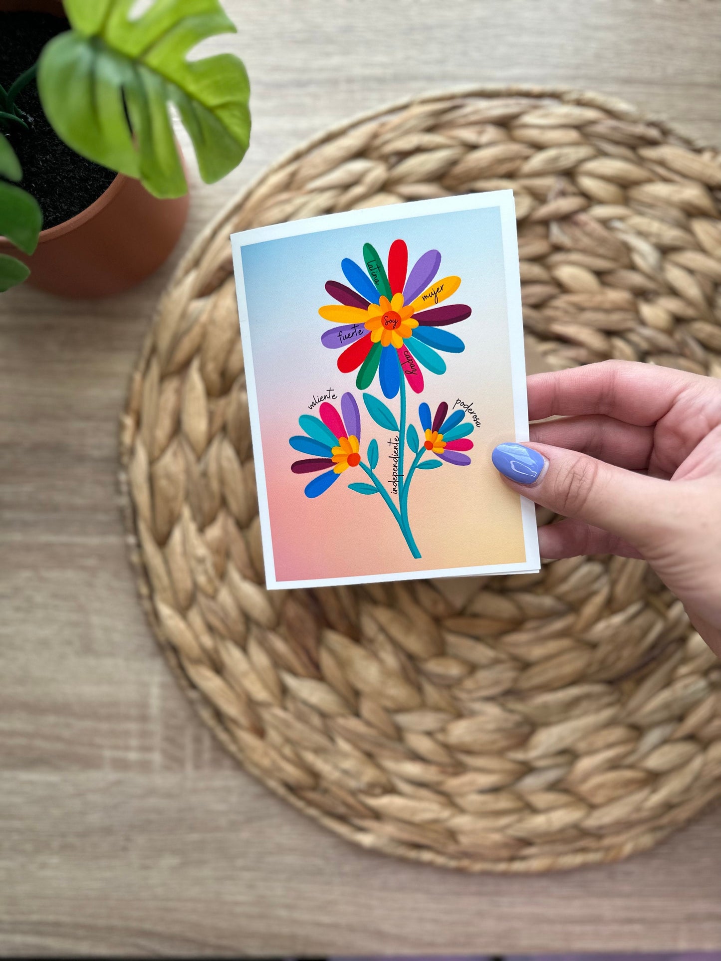 Spanish Affirmations Otomi Flower Greeting Card