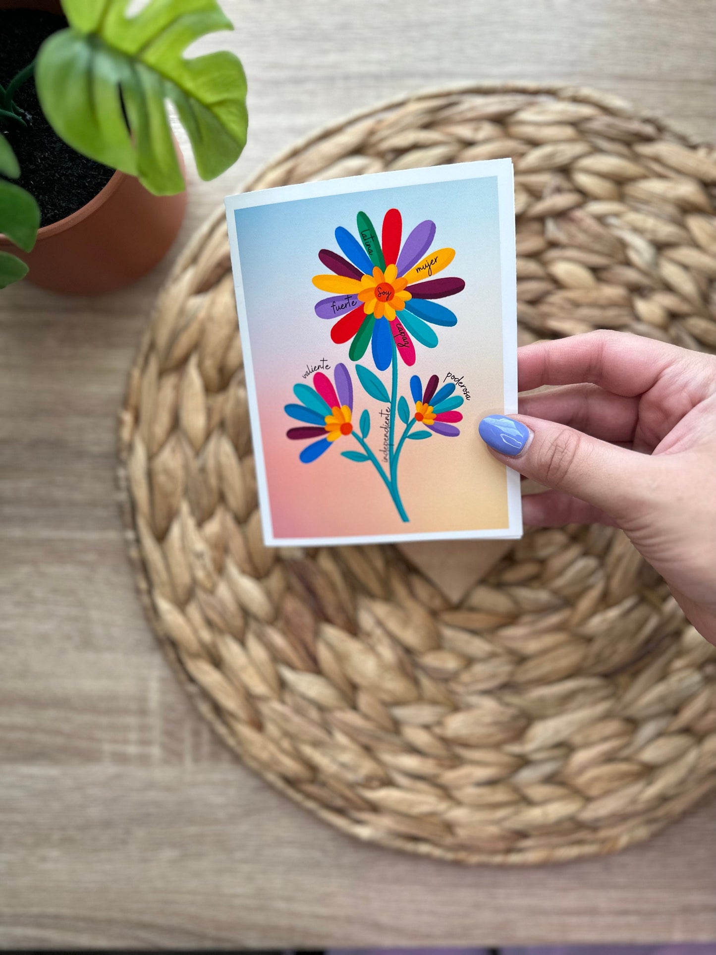 Spanish Affirmations Otomi Flower Greeting Card