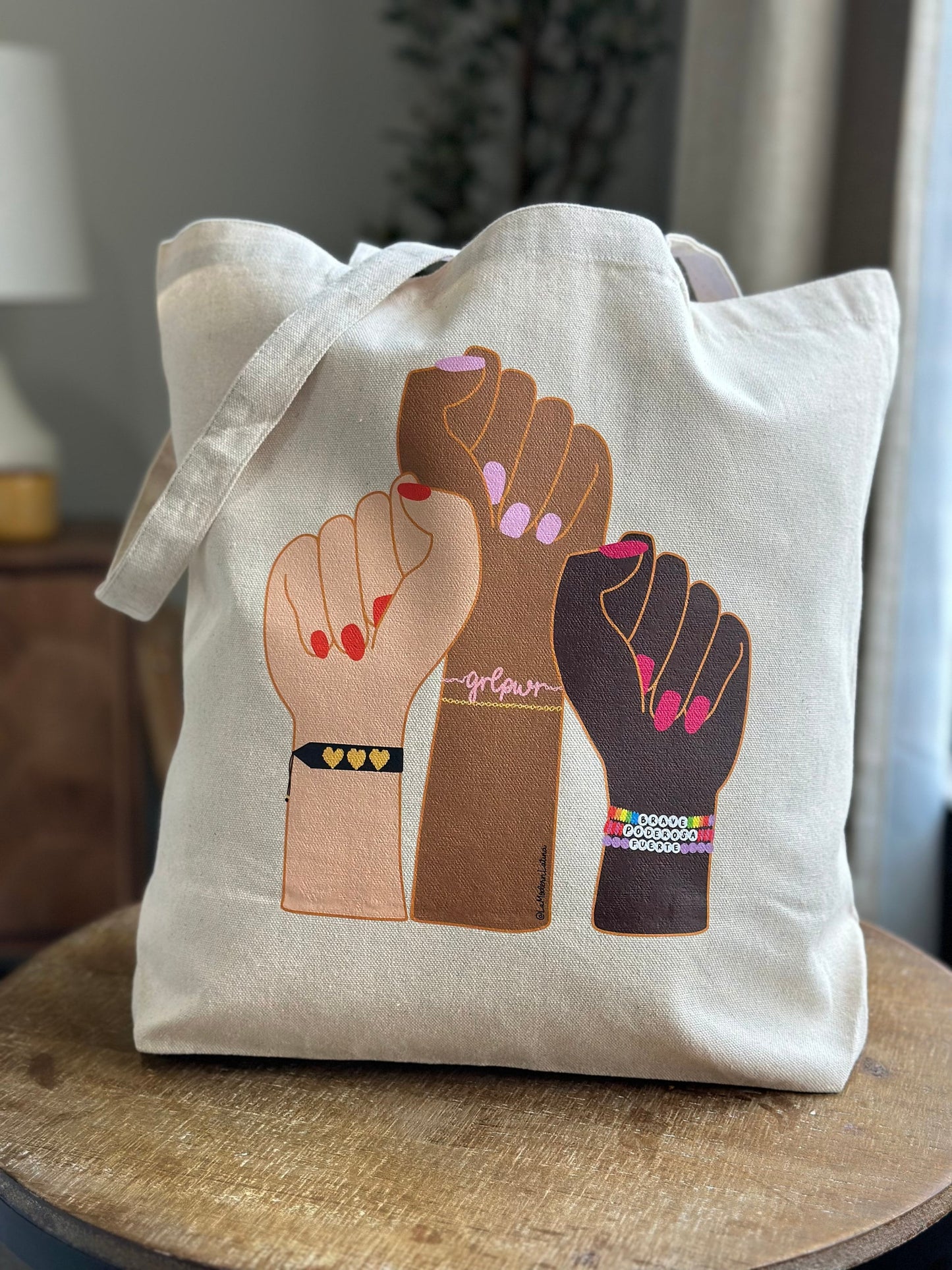 Feminist fists tote bag