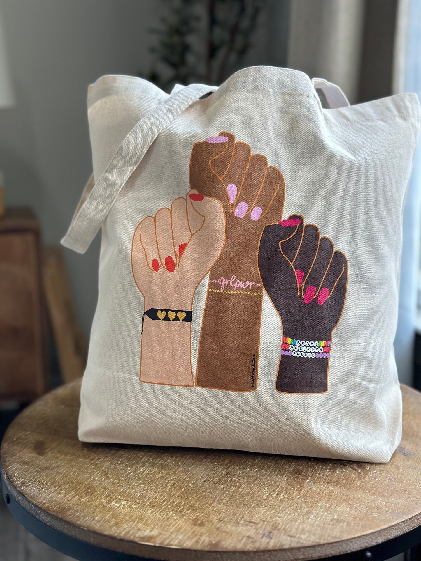 Feminist fists tote bag