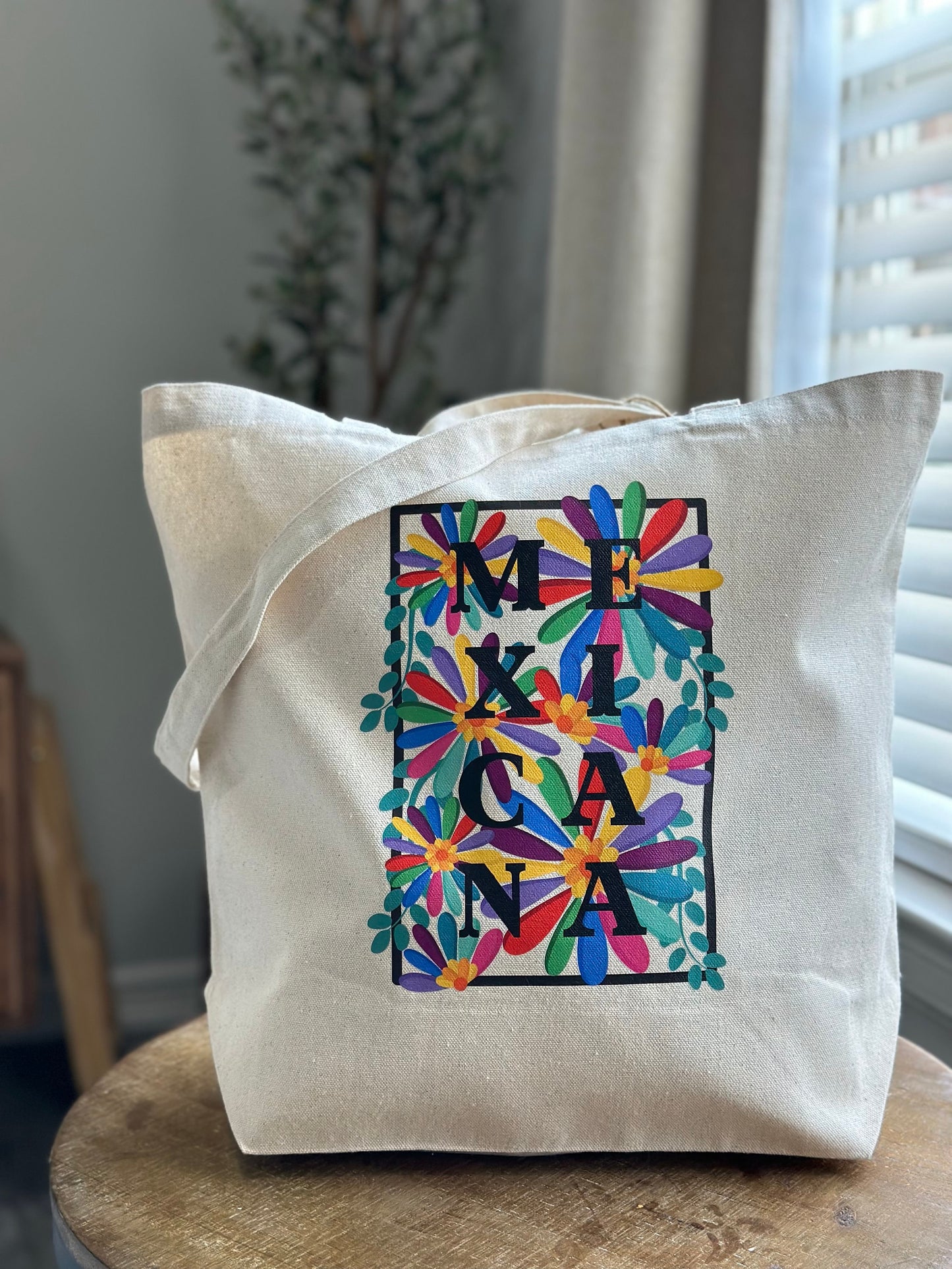 Mexicana Otomi inspired Floral Tote Bag