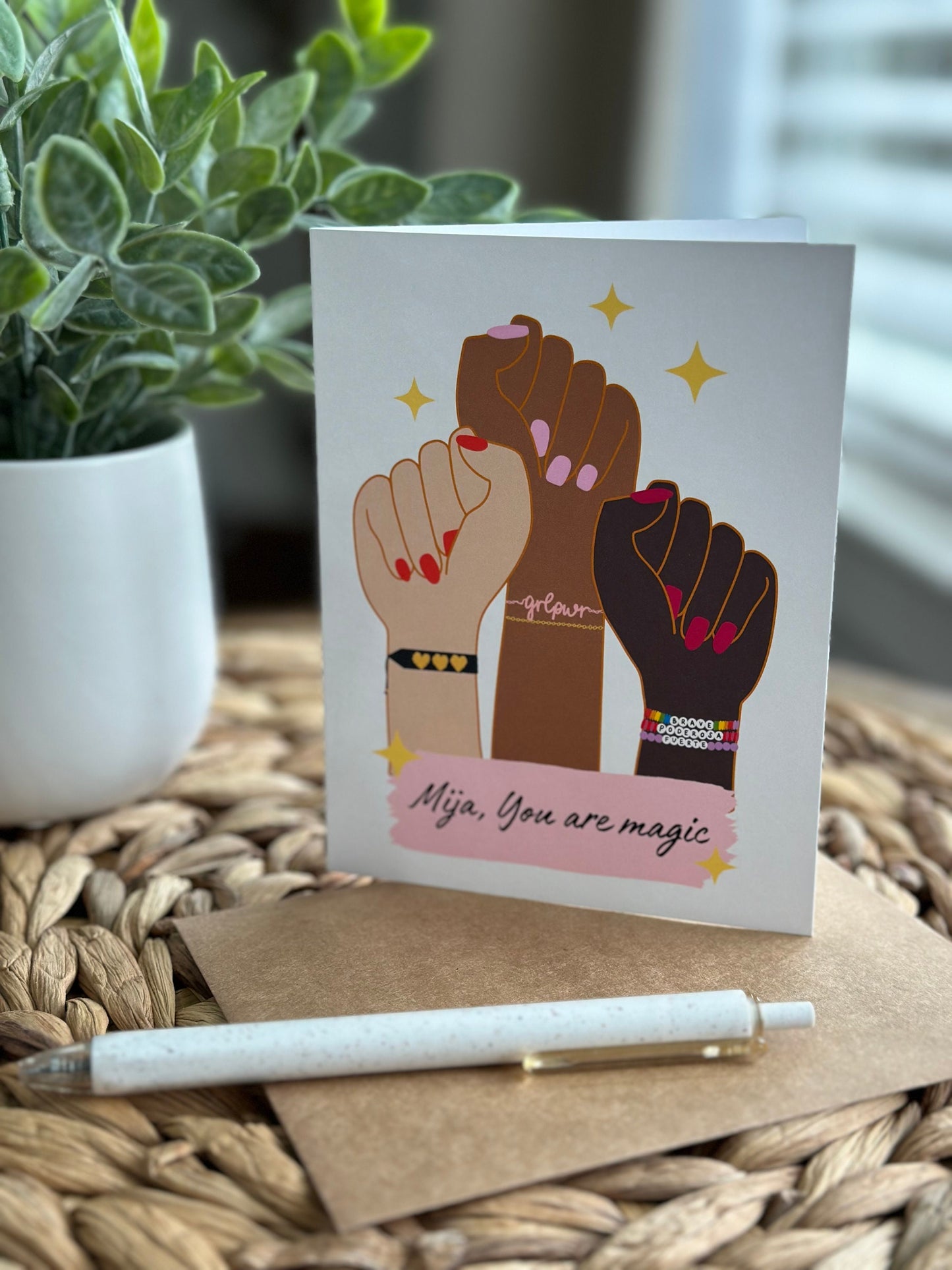 Mija, you are Magic Feminist clenched fists Greeting Card