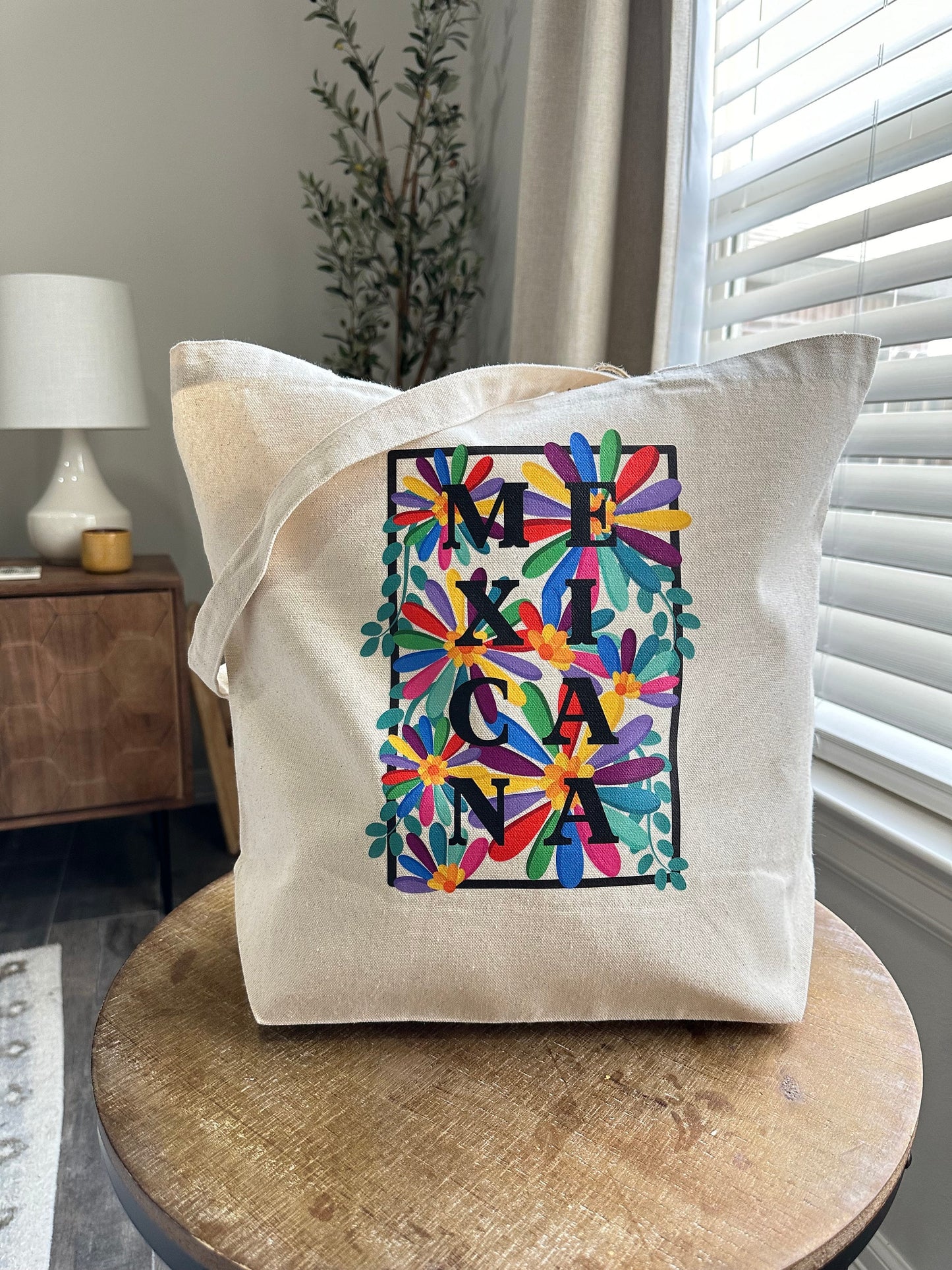 Mexicana Otomi inspired Floral Tote Bag