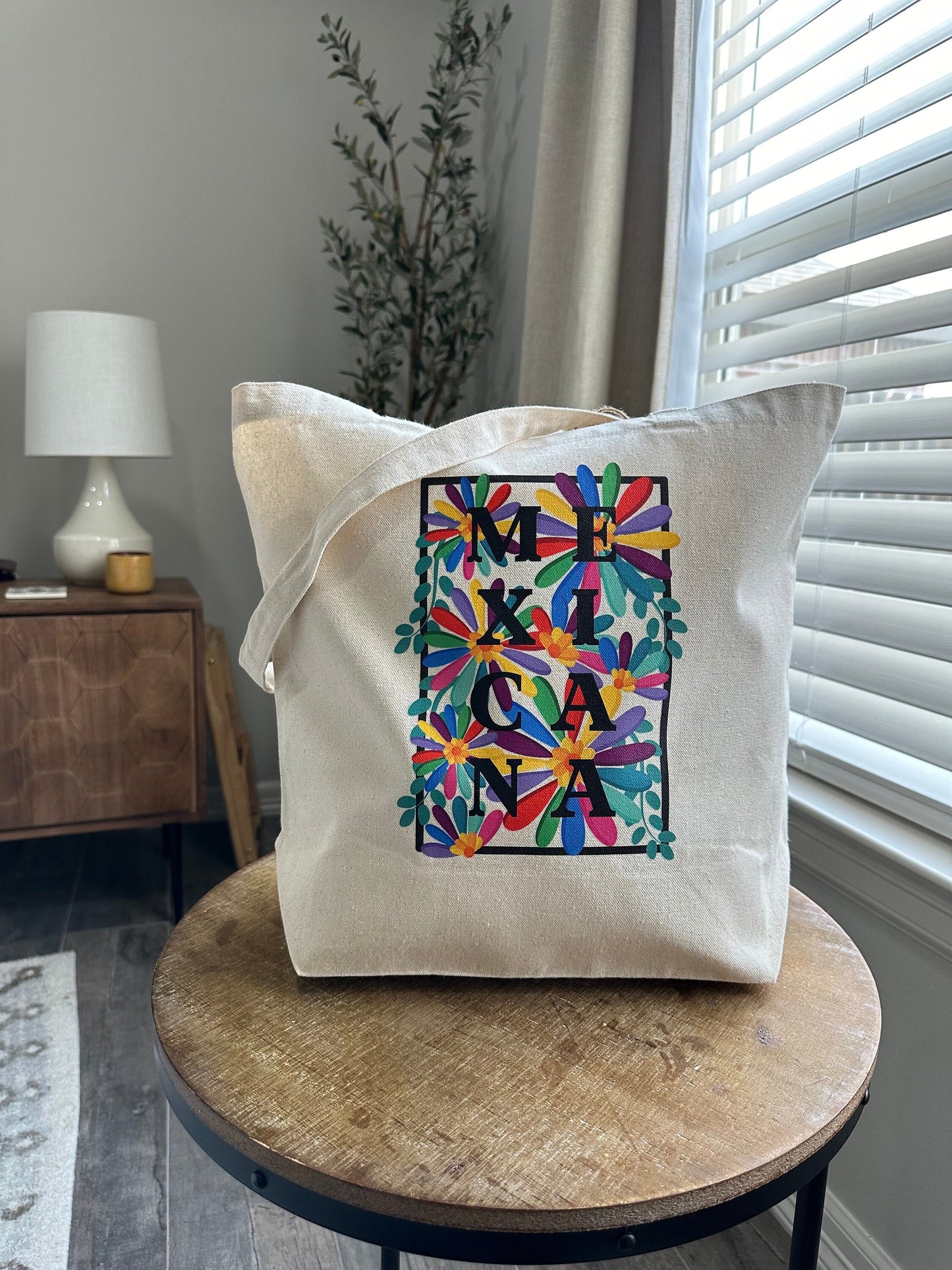 Mexicana Otomi inspired Floral Tote Bag