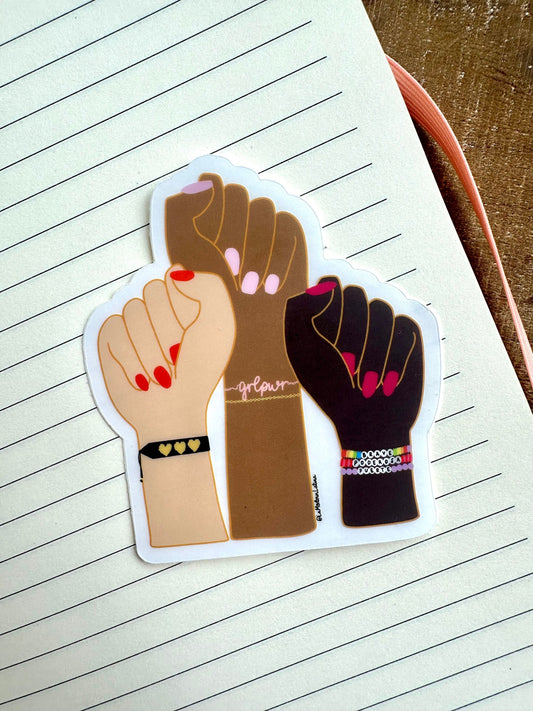Feminist Clenched Fists Waterproof Sticker